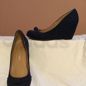 Blue Suede Wedge Shoes